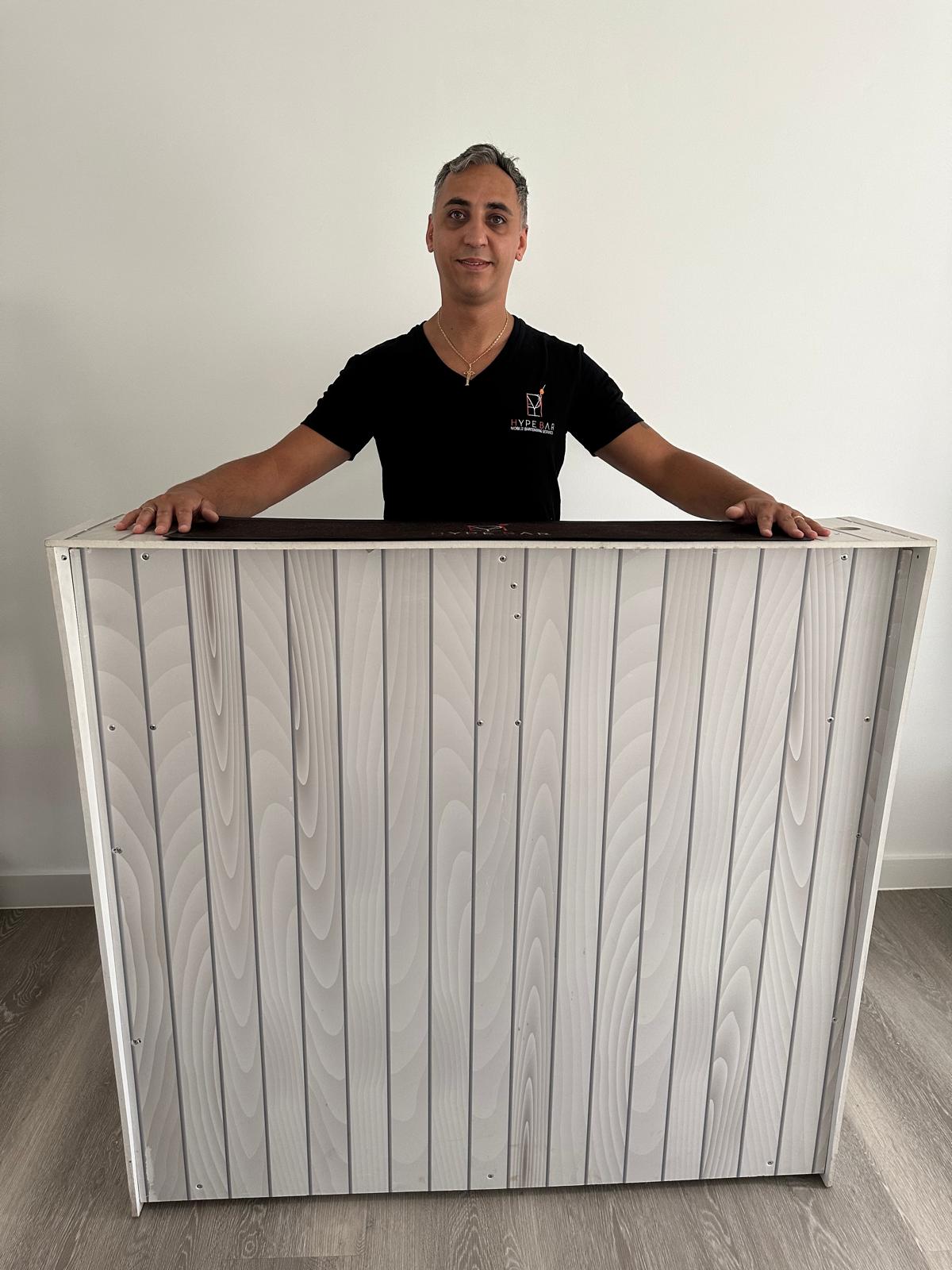 White Timber Grain Pop Up Bar